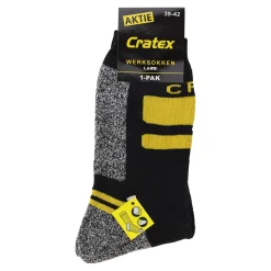 Cratex Werksokken>Werksok zwartgrijs-geel 39-42 (1 pak)
