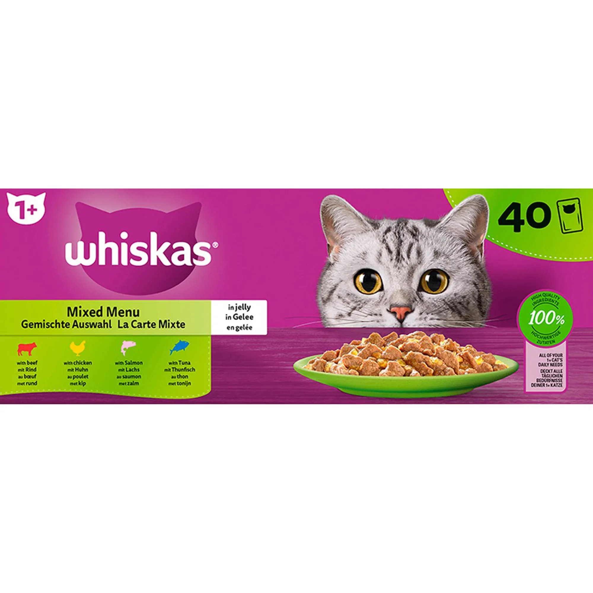 Whiskas Kattenvoer>1+ natvoer mix 40 stuks