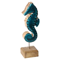 Natural Collections Woondecoratie>Zeepaard op voet 18 cm blauw