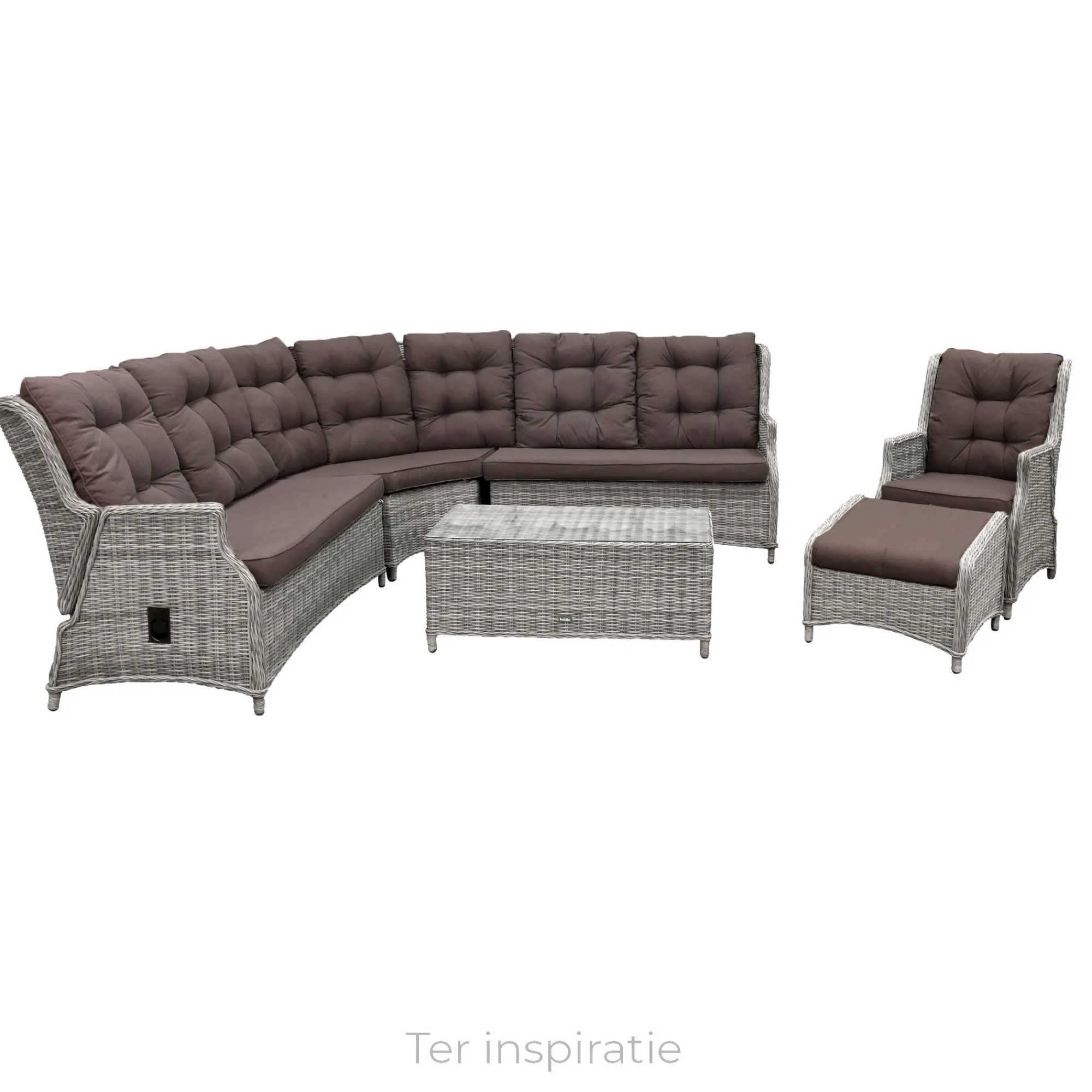 Bois le Duc Loungesets>2-zits bank links Aprano verstelbaar white grey